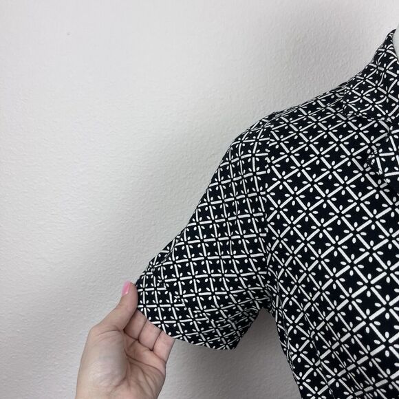 Louie Lucie Dress Womens Small Midi Fit and Flare Geometric Office Retro Belted - Picture 5 of 15